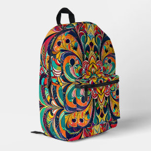 Color Symphony Mandala – Bold Psychedelic Floral Printed Backpack