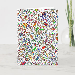Color Tangled Electrical Wiring Cartoon Art Card