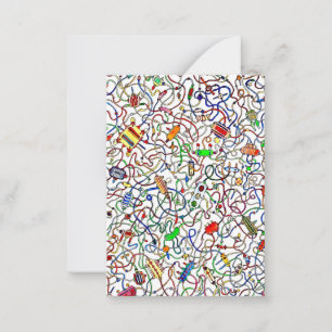 Color Tangled Electrical Wiring Cartoon Card
