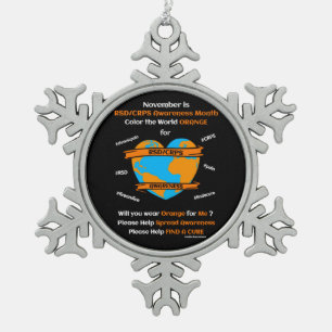 Color the World Orange...RSD/CRPS Snowflake Pewter Christmas Ornament