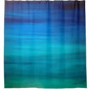 COLOR THERAPY Deluxe Spa Shower Curtain,Teal &Blue Curtain