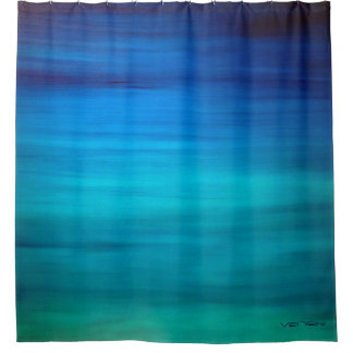 COLOR THERAPY Deluxe Spa Shower Curtain,Teal &Blue Curtain