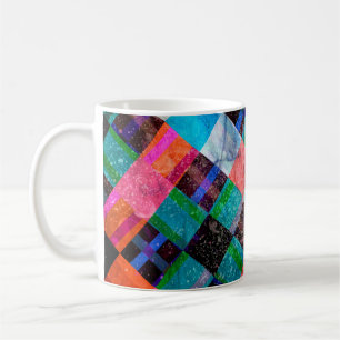 Color watercolor retro background with geometric o coffee mug