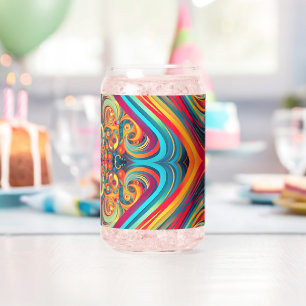 Color Wave Fusion – Modern Abstract Swirl Art Can Glass
