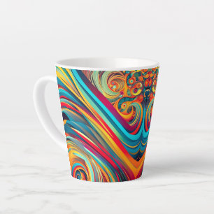 Color Wave Fusion – Modern Abstract Swirl Art Latte Mug