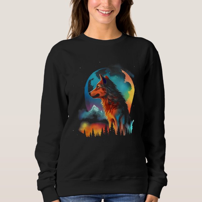 Color Wolf Mountains  Graphics Sweatshirt (Front)