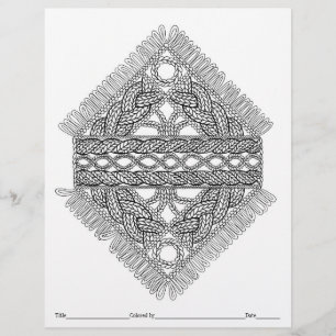 COLOR YOUR OWN Cable Knit Fringe Colouring Page