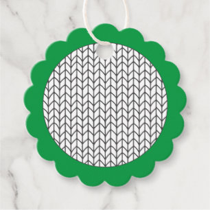 COLOR YOUR OWN Green Knit Scallop Paper Ornament Favour Tags