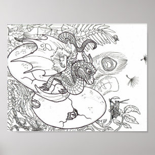 Color your own Hatchling Dragons Poster