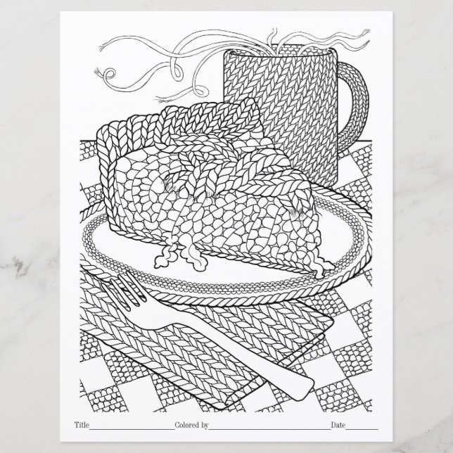 COLOR YOUR OWN Knit Pie Slice Colouring Page (Front)