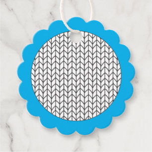 COLOR YOUR OWN Knitting Scalloped Gift Tags / Blue