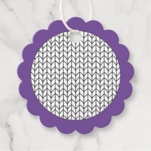 COLOR YOUR OWN Knitting Scalloped Gift Tags Purple