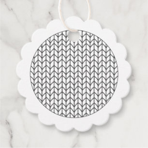 COLOR YOUR OWN Knitting Scalloped Round Gift Tags