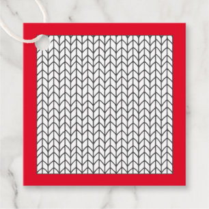 COLOR YOUR OWN Knitting Square Paper Ornaments Red Favour Tags
