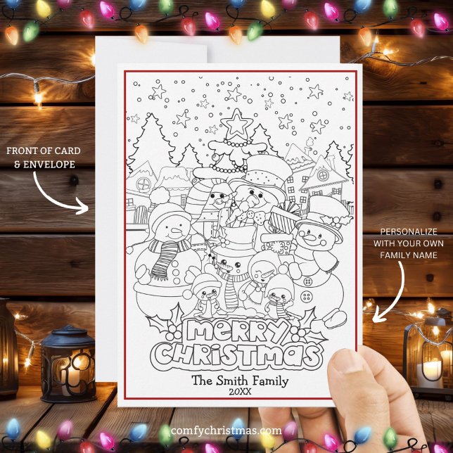 Color Your Own Personalized Christmas Snowmen Holiday Card (Creator Uploaded)