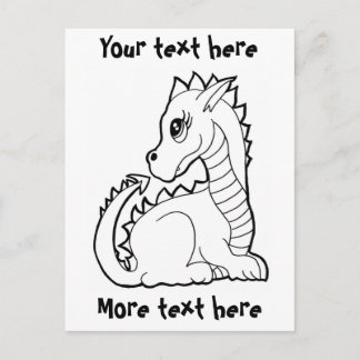 Colorable Kawaii Dragon Postcard