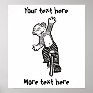 Colorable Unicycle Monkey Poster