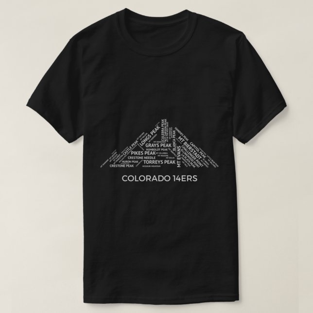 Colorado 14er  Fourteener Mountains White T-Shirt (Design Front)
