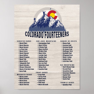 Colorado 14ers Fourteeners Mountain Climbing Poster