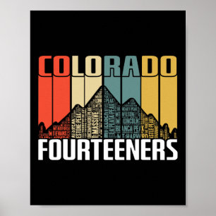 Colorado 14ers Hiking Fourteeners Retro Vintage Gi Poster