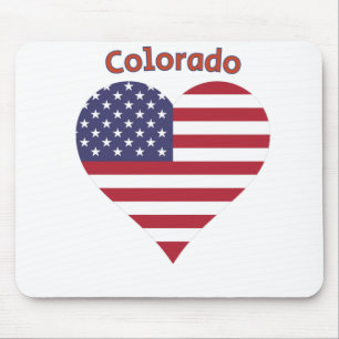 Colorado American Flag Heart Mouse Pad