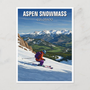Colorado Aspen Snowmass Skier Skiing Postcard