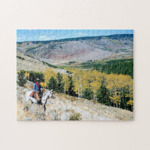 Colorado Autumn Mountain Cowboy Jigsaw Puzzle