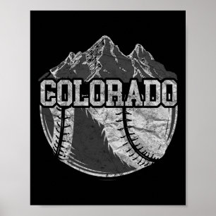 Colorado Baseball Fan Tee Vintage Rocky Mountains  Poster