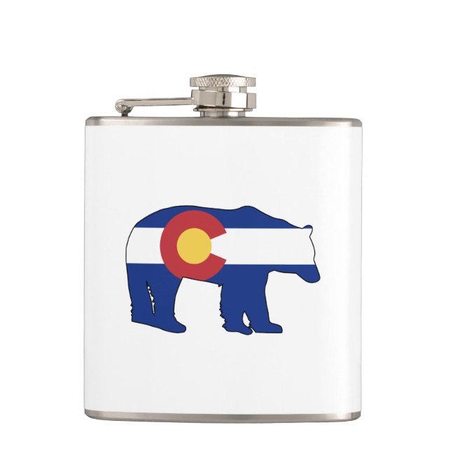 Colorado Bear Flag Hip Flask (Front)