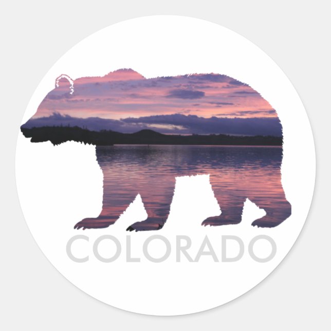 Colorado Bear | Sunset | Circle Sticker (Front)