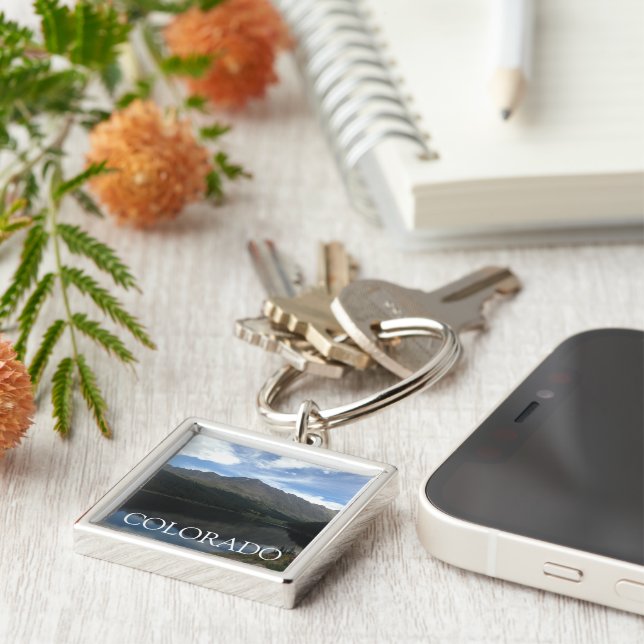 Colorado Beautiful Mountains Serene Lake Keychain (Side)