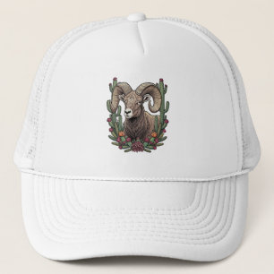 Colorado Bighorn Sheep And Claret Cup Cactus Trucker Hat