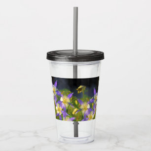 Colorado Blue Columbine Painting - Original Art Acrylic Tumbler