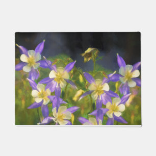 Colorado Blue Columbine Painting - Original Art Doormat