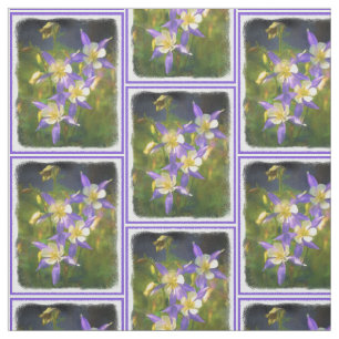 Colorado Blue Columbine Painting - Original Art Fabric