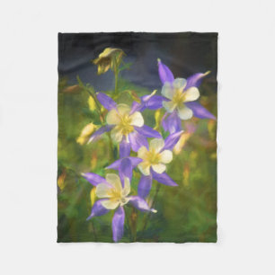 Colorado Blue Columbine Painting - Original Art Fleece Blanket