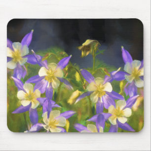 Colorado Blue Columbine Painting - Original Art Mouse Pad