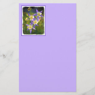 Colorado Blue Columbine Painting - Original Art Stationery