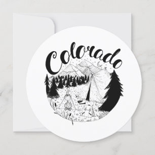 Colorado Camper Outdoors Ink Illustration Holiday Card