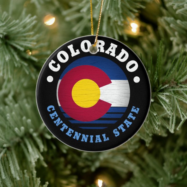COLORADO CENTENNIAL STATE FLAG CERAMIC ORNAMENT (Tree)