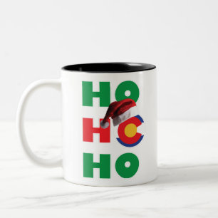 Colorado Christmas Santa Hat Two-Tone Coffee Mug