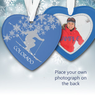 Colorado Christmas Snowflake Photo Template Ornament