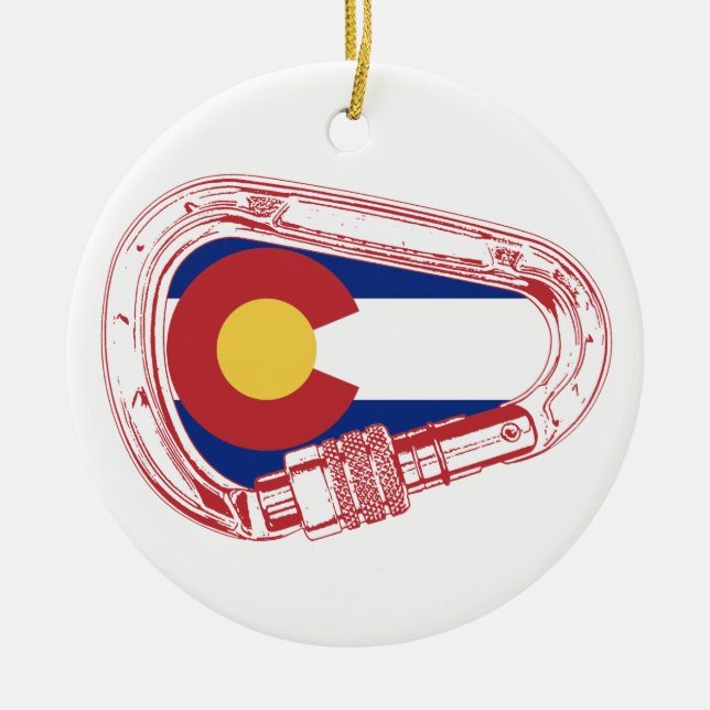 Colorado Climbing Carabiner Ceramic Ornament (Front)