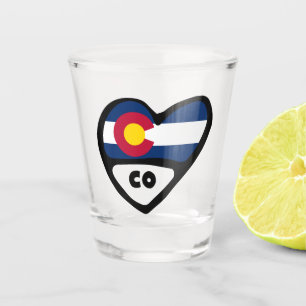 Colorado, CO State Flag In Heart Shot Glass