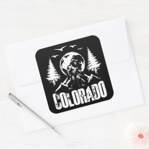 Colorado Day Bigfoot Vintage Hiking Square Sticker