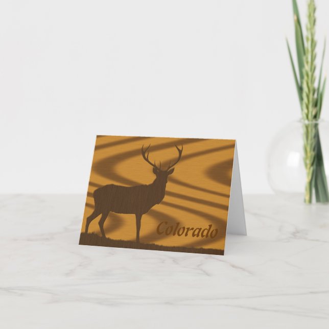 Colorado Deer In Walnut Wood Note Card (Front)