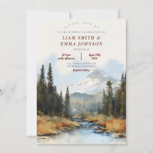 Colorado Destination Mountain Watercolor Wedding Invitation