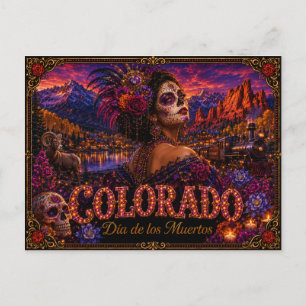 Colorado Día de los Muertos Retro Postcard