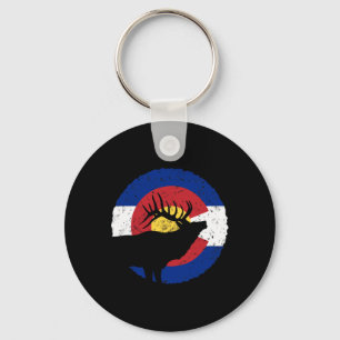 Colorado Elk Hunting T Shirt Co State Flag Hunter  Key Ring