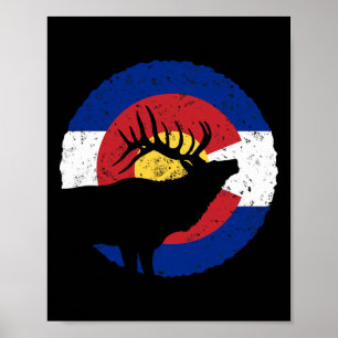 Colorado Elk Hunting T Shirt Co State Flag Hunter Poster